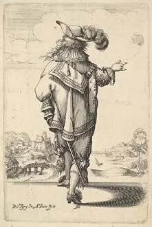 After Jean De Saint Igny Collection: gentleman wearing plumed hat carrying sword right arm outstrestched