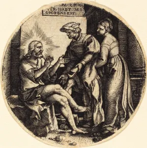Georg Pencz (German, c. 1500 - 1550), To Clothe the Naked, engraving Georg Pencz (German, c. 1500 - 1550), To Clothe the Naked, engraving