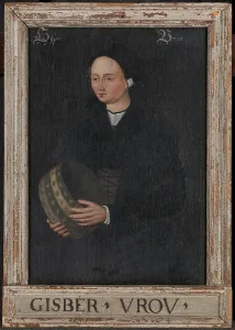 Gisber Vrou Old painting lady oil on canvas 16th century Gisber Vrou Old painting lady oil on canvas 16th century