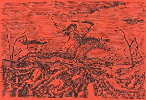 Henri Rousseau (French, 1844 - 1910), La Guerre (The War), 1895, lithograph on red paper Henri Rousseau (French, 1844 - 1910), La Guerre (The War), 1895, lithograph on red paper