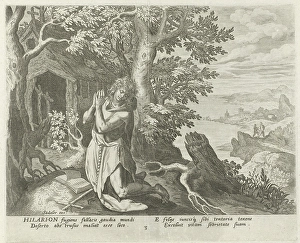 Hilarion the Great as a hermit, Johann Sadeler (I), Raphael Sadeler (I), Maerten de Vos Hilarion the Great as a hermit, Johann Sadeler (I), Raphael Sadeler (I), Maerten de Vos