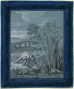 Jean-Baptiste Oudry, The Partridge Saves Her Young, French, 1686 - 1755, 1732, brush Jean-Baptiste Oudry, The Partridge Saves Her Young, French, 1686 - 1755, 1732, brush