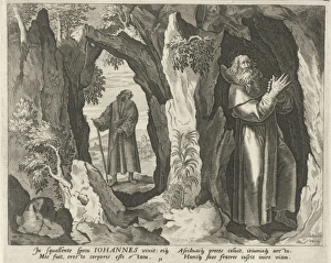 John the hermit, Johann Sadeler (I), Raphael Sadeler (I), Maerten de Vos, 1583 - 1588 John the hermit, Johann Sadeler (I), Raphael Sadeler (I), Maerten de Vos, 1583 - 1588