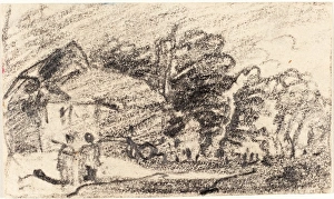 John Varley (British, 1778 - 1842), Two Figures on a Country Road, graphite on wove paper John Varley (British, 1778 - 1842), Two Figures on a Country Road, graphite on wove paper