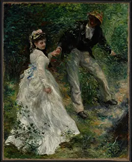 La Promenade Print: Oil on canvas depiction of people strolling in a park