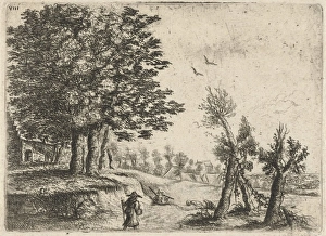 Landscape with a woman and a flute-playing shepherd, Philips Augustijn Immenraet Landscape with a woman and a flute-playing shepherd, Philips Augustijn Immenraet