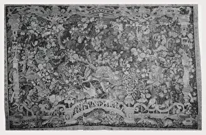 Large-leaf Proscenium-Verdure Print with Leopard Attacking Bird