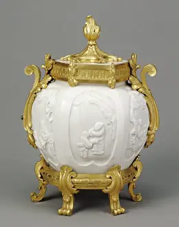 Lidded Pot Print: A Dehua porcelain vessel with gilt bronze mounts