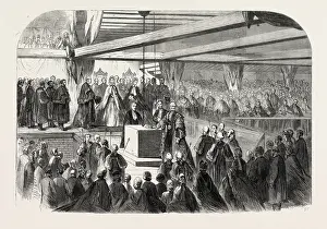 Print of Lord Mayor Hale Laying Foundation Stone of New Blackfriars Bridge
