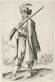 Man with gun and feathered hat, Gillis van Scheyndel (I), Clement de Jonghe, 1649 - 1653 Man with gun and feathered hat, Gillis van Scheyndel (I), Clement de Jonghe, 1649 - 1653