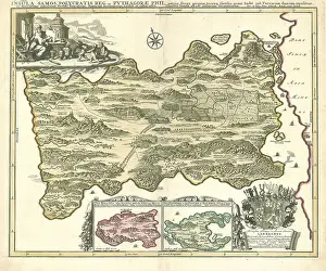 Historical Maps Of Greece Prints: Map Insula Samos Polycratis reg et Pythagorae Phil
