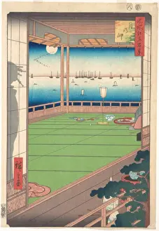 Japanese Woodblock Print Moon Viewing Point at the Sea Cliff