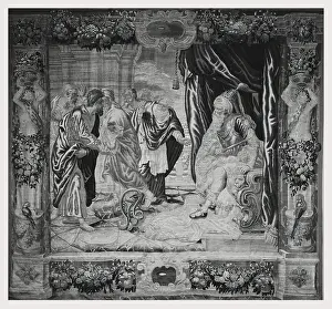 Print of Moses, Aaron and Pharaoh before the Egyptian ruler