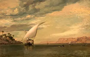 Egyptian Landscape Painting Prints: On the Nile Signed and dated, black paint, lower left: E. W. Cooke | 1860