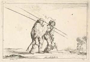 After Stefano Della Bella Collection: Plate 13 Two pikemen walking towards right pikes
