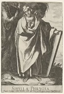 After Raphael Collection: Plate 9 Phrygian Sibyl holding top tablet left hand