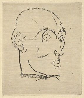 Portrait Man 1914 Drypoint plate 4-7/8 inches Portrait Man 1914 Drypoint plate 4-7/8 inches