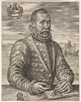 Portrait of a naval officer William Bloys van Treslong, Johannes Wierix, 1559 - before Portrait of a naval officer William Bloys van Treslong, Johannes Wierix, 1559 - before