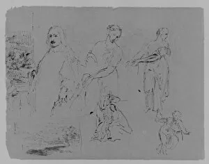 Sketches Collection: Portrait Poussin? Landscape Composition Two Women