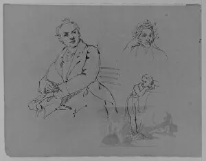 Sketches Collection: Portrait Seated Man Bust Contemplative Dante