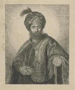 Portrait of an unknown bearded man with turban, print maker: Antoine Marie Labouchere Portrait of an unknown bearded man with turban, print maker: Antoine Marie Labouchere