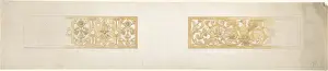 Two Rectangular Ornaments Strapwork Foliage Eagle Artokoloro Print
