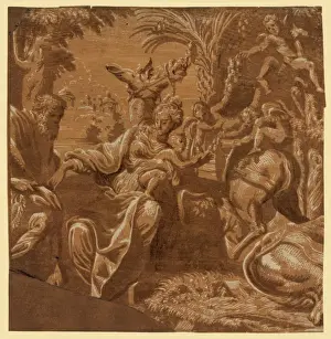 Chiaroscuro Woodcut Prints: The rest on the flight into Egypt, between ca