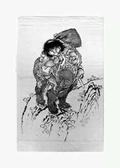 Sketches Collection: Sakata Kintoki Riding Bear Back Edo period 1615-1868