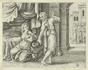 Samsons wife begs him to reveal the solution to the riddle, Cornelis Massijs, 1549 Samsons wife begs him to reveal the solution to the riddle, Cornelis Massijs, 1549