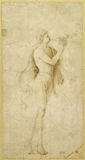 Ancient Greek Musical Instruments Prints: A Satyr Playing an Aulos