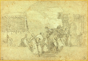 Sebastiano Conca, Italian (1680-1764), A Bishop Blessing a King, black chalk heightened Sebastiano Conca, Italian (1680-1764), A Bishop Blessing a King, black chalk heightened