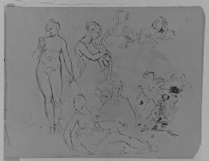 Sketches Collection: Seven Figure Sketches Standing Female Nude Fruit