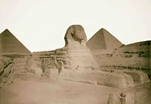 The Great Sphinx Of Giza Prints: Sphinx pyramids two pyramids background 1934