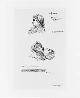 Sketches Collection: Study Bust Portrait Young Man Sketchbook ca 1860