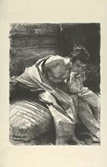 Aloys Senefelder Collection: Study Young Man Seated 1895 Transfer lithograph