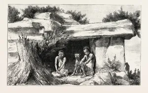 Swaziland, Bushmen or Cave Dwellers, Engraving 1890 Swaziland, Bushmen or Cave Dwellers, Engraving 1890
