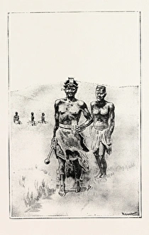 Swaziland, his Last Walk, the Lord High Executioner and a Victim, Engraving 1890 Swaziland, his Last Walk, the Lord High Executioner and a Victim, Engraving 1890