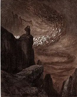 Victorian Era Engravings Prints: The Tempest of Hell, by Gustave Dore