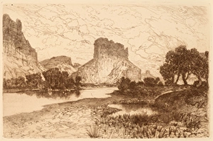 Thomas Moran, The Green River, Wyoming Territory, American, 1837 - 1926, 1886, etching Thomas Moran, The Green River, Wyoming Territory, American, 1837 - 1926, 1886, etching