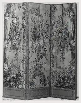 Three-leaf Screen Print with Floral Baskets