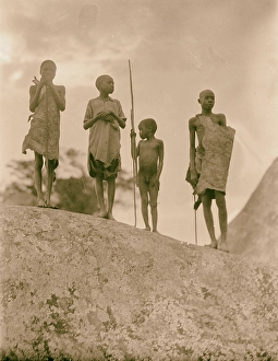 Uganda Hoima Fort Portal Four shepherd boys evening sky Uganda Hoima Fort Portal Four shepherd boys evening sky