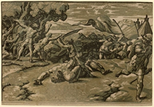 Ugo da Carpi after Raphael (Italian, c. 1480 - 1532), David Slaying Goliath, chiaroscuro Ugo da Carpi after Raphael (Italian, c. 1480 - 1532), David Slaying Goliath, chiaroscuro