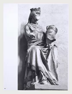 A Gothic Baptismal Font Marble Statues Collection: Umbria Perugia Todi SS Annunziata Duomo Italy