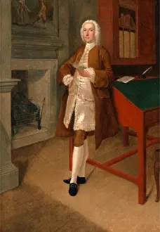 18th Century Painting Prints: An Unknown Man in a Library, Arthur Devis, 1712-1787, British