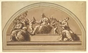After Raphael Collection: Three Virtues Raphael ca 1665 Pen brown ink wash