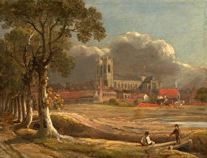Westminster Abbey from Tothill Fields London Signed and dated in black paint, lower center Westminster Abbey from Tothill Fields London Signed and dated in black paint, lower center