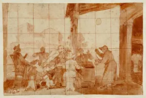 Red Chalk Drawings Italy Prints: Wine Jest