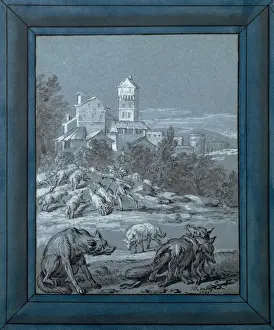 Framed Print : Print of The Wolf and the Fox, a small animal scene Framed Print : Print of The Wolf and the Fox, a small animal scene