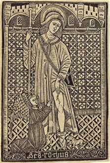 Workshop of Master of the Cologne Arms, Saint Roche, 1480 or after, metalcut Workshop of Master of the Cologne Arms, Saint Roche, 1480 or after, metalcut