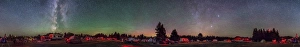 A 360 degree panorama with aurora and bands of airglow at a Summer Star Party A 360 degree panorama with aurora and bands of airglow at a Summer Star Party